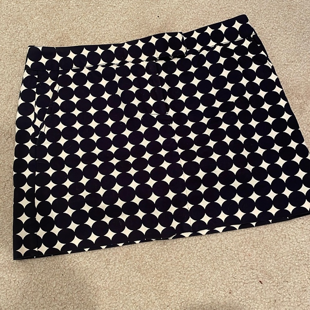 J CREW Mini Skirt Navy/White PolkaDot